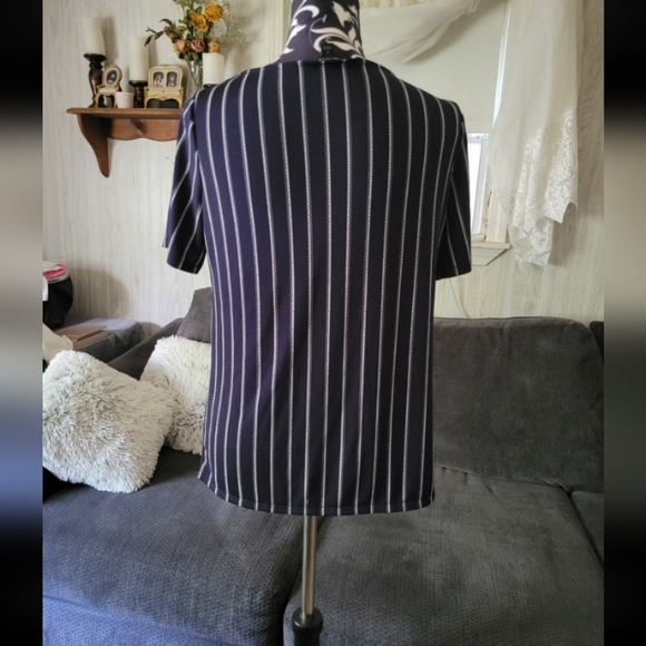 NWOT Ann Taylor, Size M,  Blue Striped,  Cowl neck shirt - Picture 2 of 6